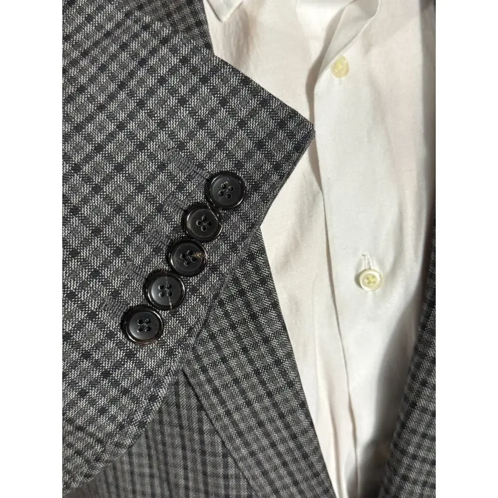 Tom Ford Guncheck Gray Suit Jacket Sportcoat 50R 40R EUC Men's Wool Switzerland